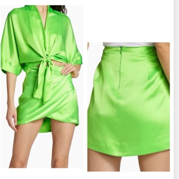 The SEl Women's Wrap Silk Miniskirt - Parakeet size 0 NWT $495 - Picture 1 of 9